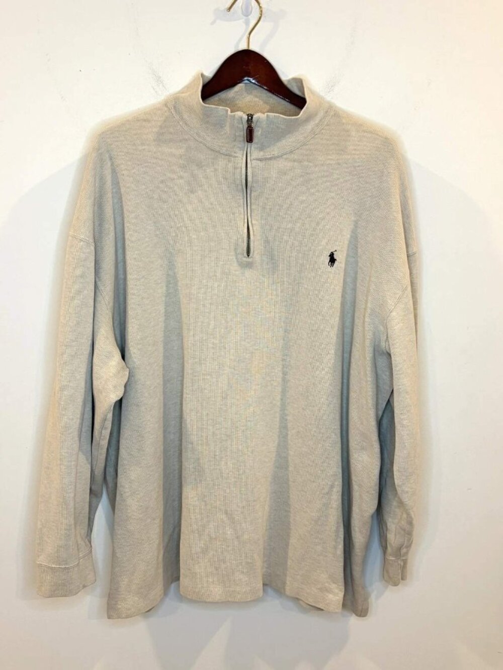 Polo Ralph Lauren Estate Rib 3XLT Quarter Zip Pullover Beige Big Tall Cotton